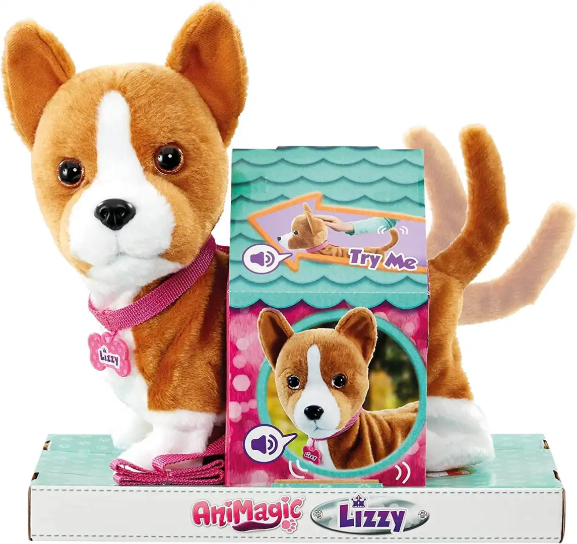 Animagic Lizzie le Corgie Cane Interattivo con Guinzaglio e Suoni h20cm Anni 3+