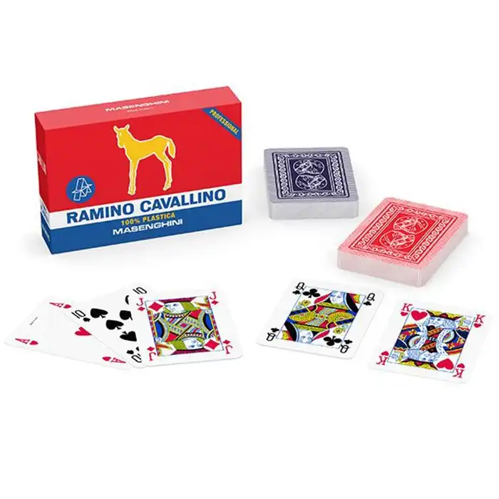 Mazzo di Carte da Gioco Cavallino Oro in Pvc Masenghini Ramino Professionali