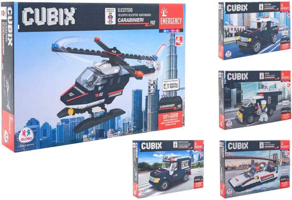 Gioco Costruzioni Cubix Costruzione Mezzi Militari Carabinieri 5 Modelli 4+