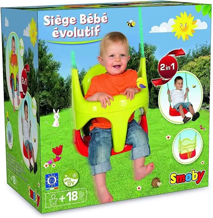 Smoby Seggiolino Evolutivo 2 in 1 Per Altalene e Dondoli 18 Mesi + Corde Incluse