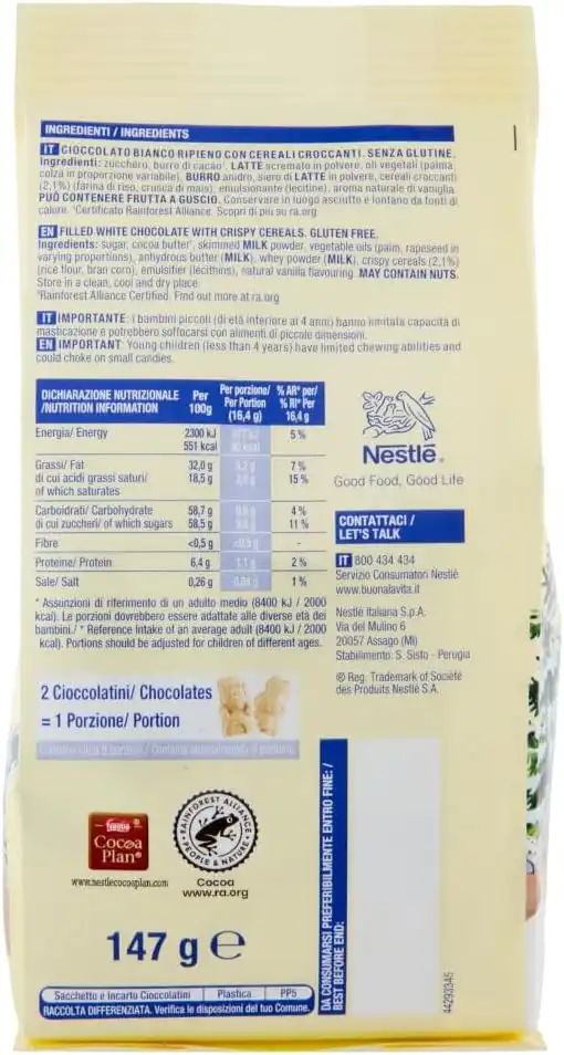3x Nestlè Galak Cioccolatini Festive Friends Cioccolato Bianco Senza Glutine