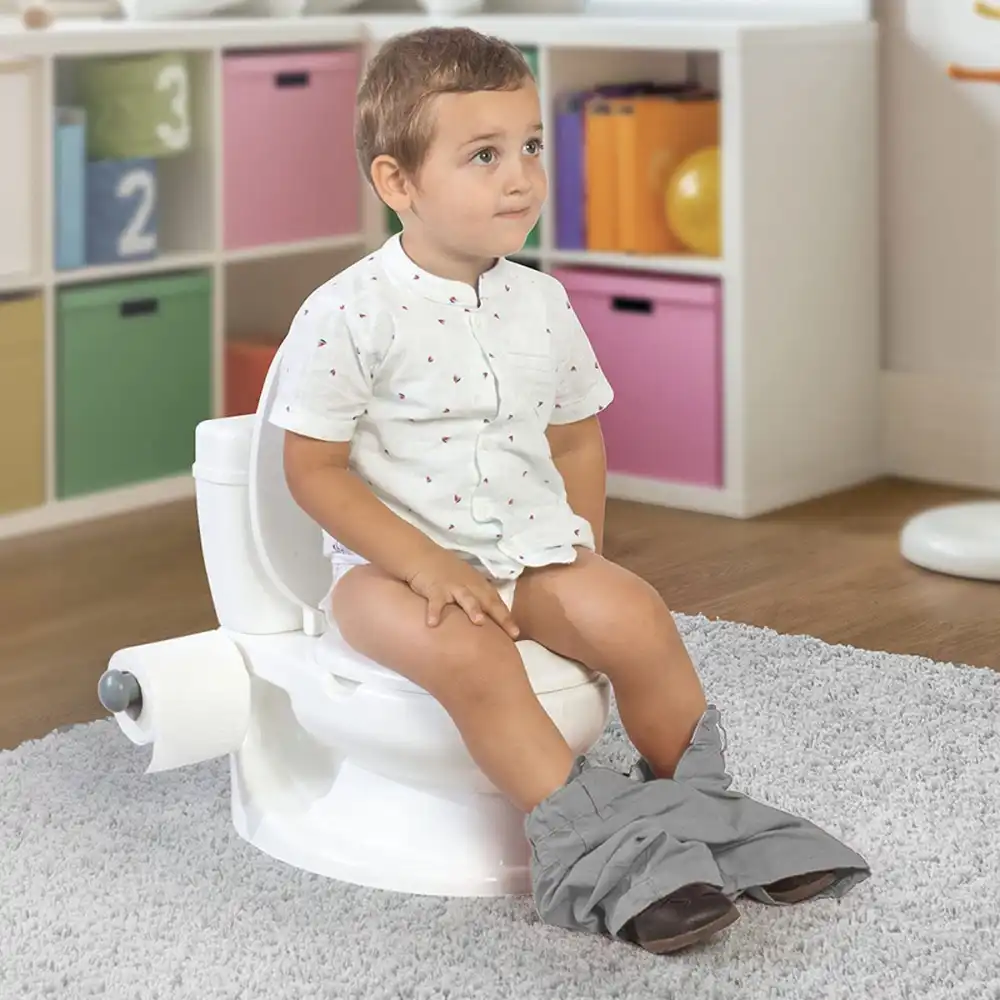 Vasino Educativo per Bambini Design Realistico con Coperchio e Sedile WC Bianco