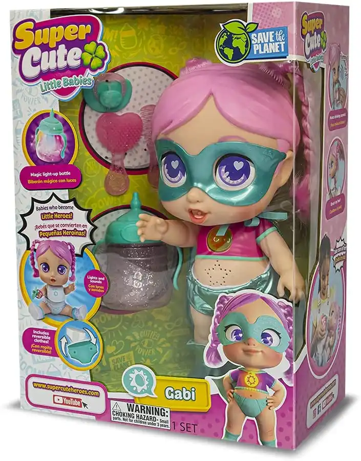 Gabi Super Cute Little Babies Rocco Giocattoli 33x13x23cm Bambola con Biberon