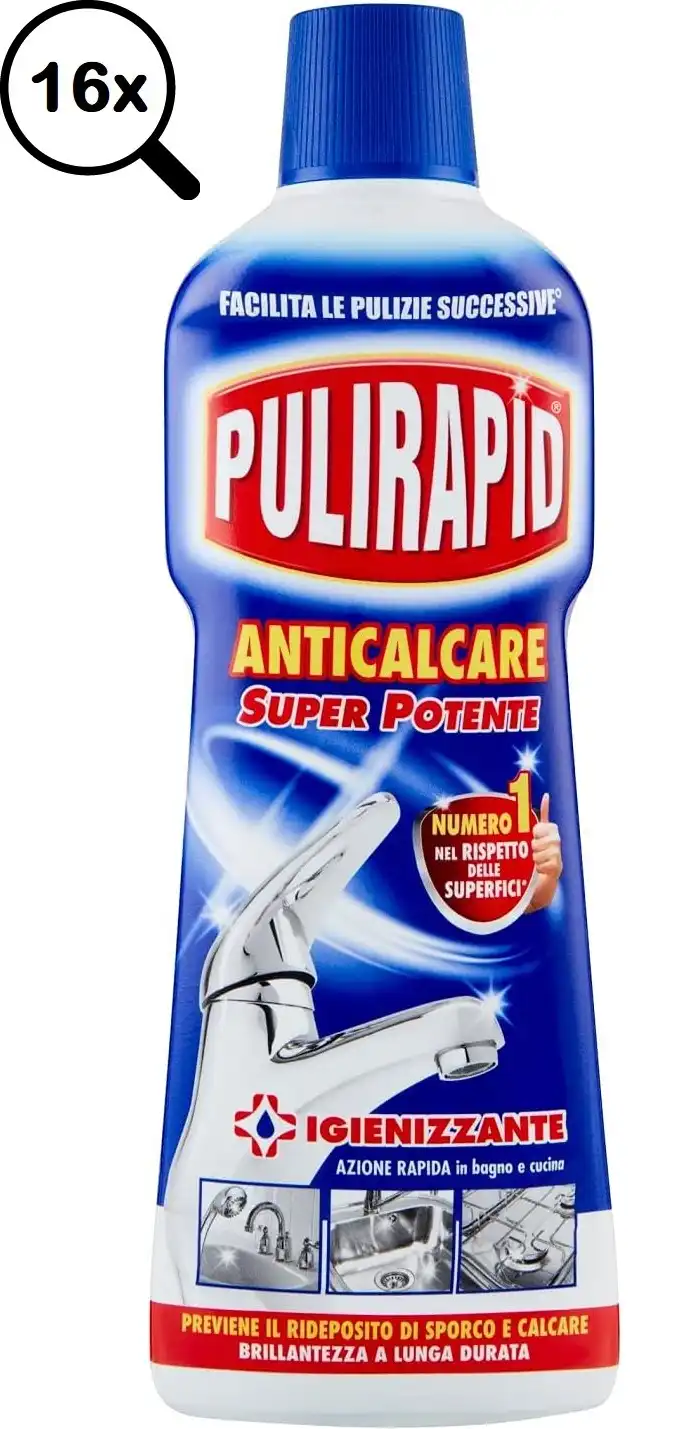 16x Pulirapid Classico Anticalcare Liquido Su Inox e Ceramica 16x750ml