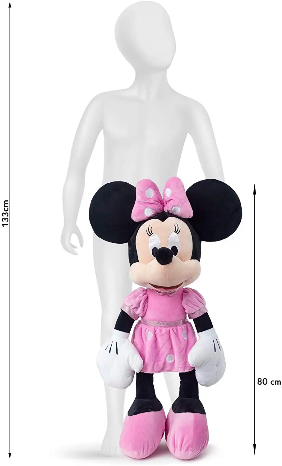 Peluche Disney Minnie Classica 80cm Rosa Glitter Originale Ragazza Bambina