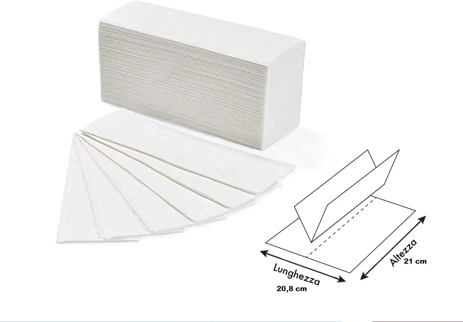 Asciugamani Monouso Piegati a V per Dispenser 21 x 21 cm 5 Pacchetti da 200pz