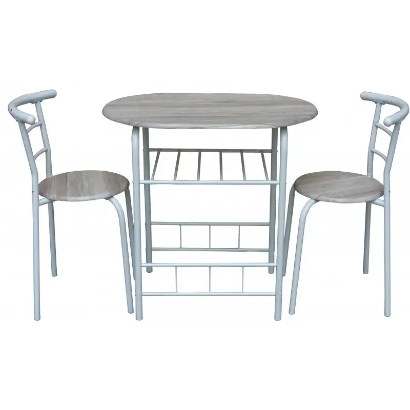 Set Tavolo Ovale 80x50 Con 2 Sedie a Scomparsa in MDF Modello Manchester