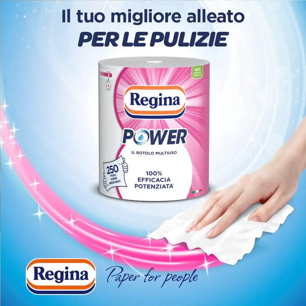 6x Regina Power Carta Multiuso 250 Fogli a 2 Veli Carta Multiuso 6 Rotoli