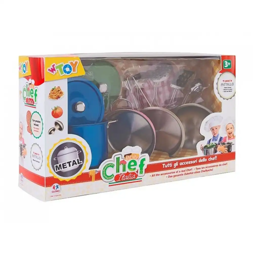 Set 11 Pezzi Pentole in Metallo Per Bambini Accessori Gioco Per Bambine