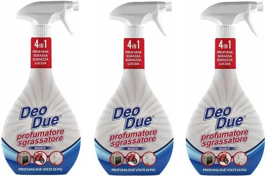 3x Deo Due Spray Profumatore Sgrassatore Fragranza Bianco da 600ml x 3 Pezzi