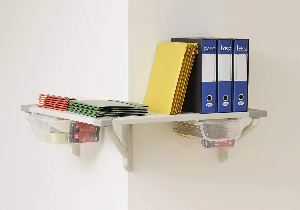 Mensola Da Parete Angolare 90x90x29h Grigio e Tortora Toomax Per Casa Ufficio