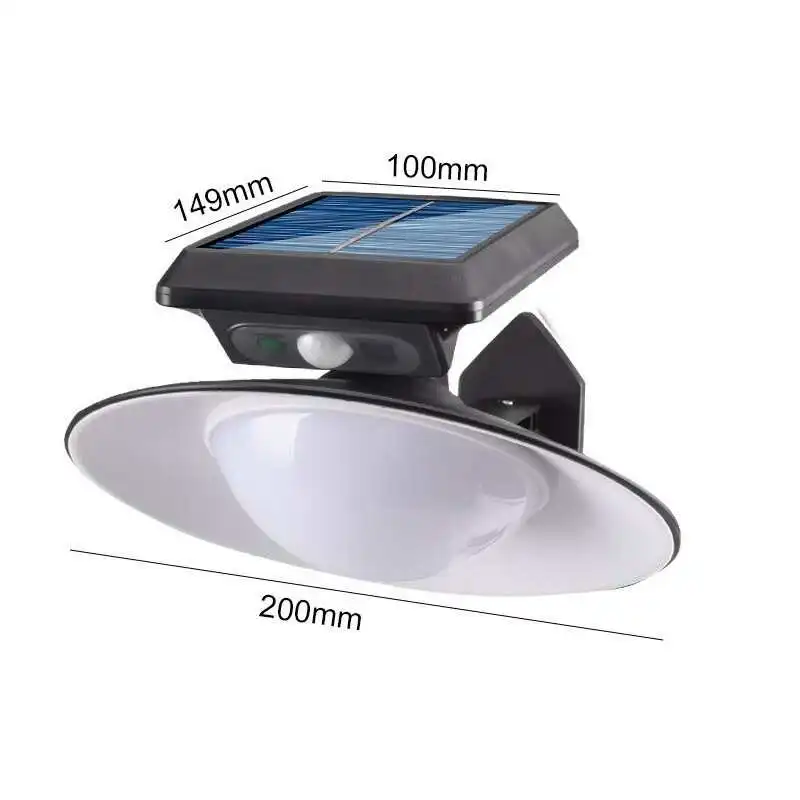 Lampada Faro Solare 20cm con Sensore di Movimento per Esterno con Telecomando