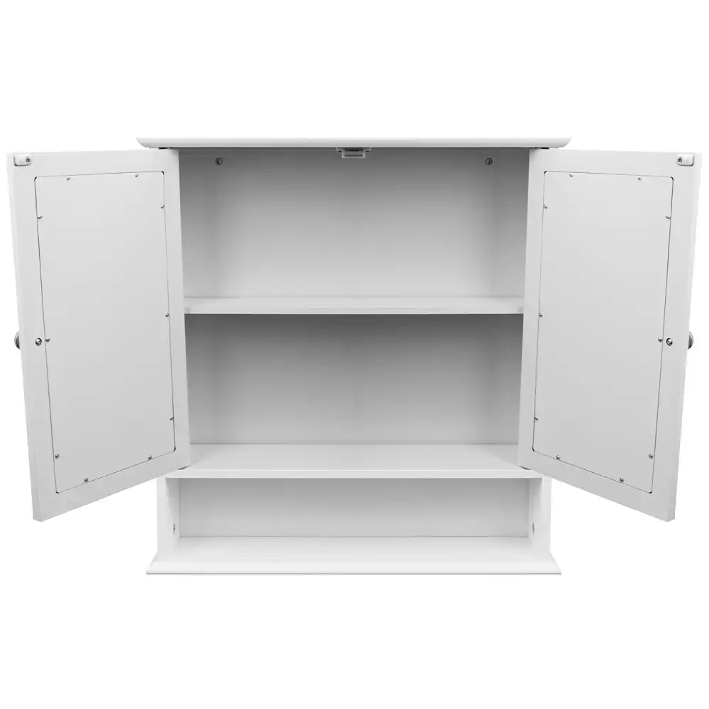Mobile Mobiletto Pensile da Arredo Bagno in Legno e Vetro Armadietto da Parete