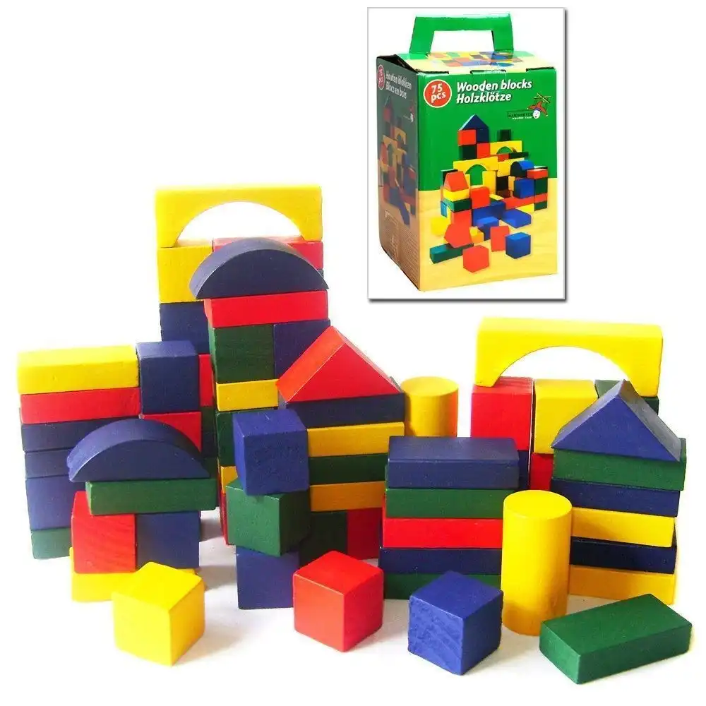 Costruzione Costruzioni in Legno 75 Blocchi Mattoncini Mattoni Gioco Bambini