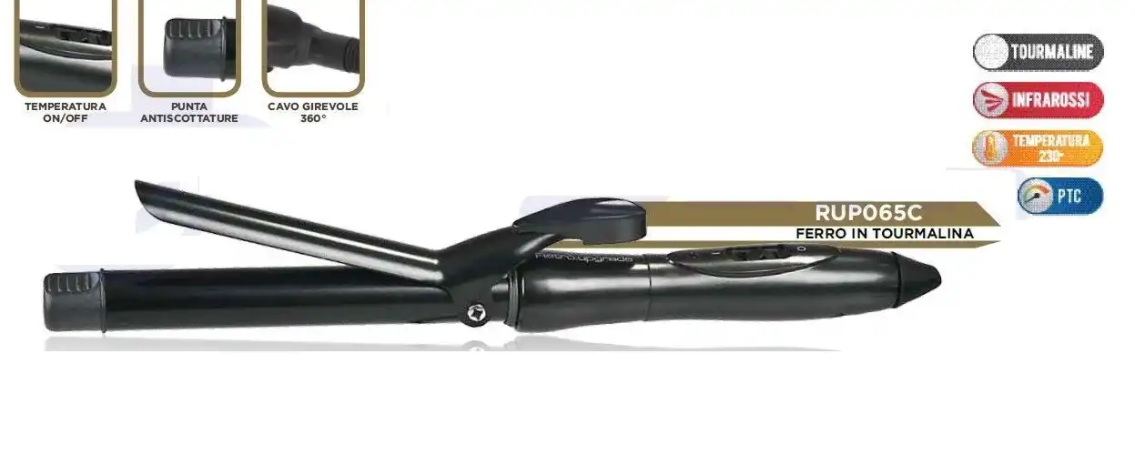 Ferro Arricciante In Tourmalina 22MM Retro' Upgrade Rup65 Con Stabilizzatore