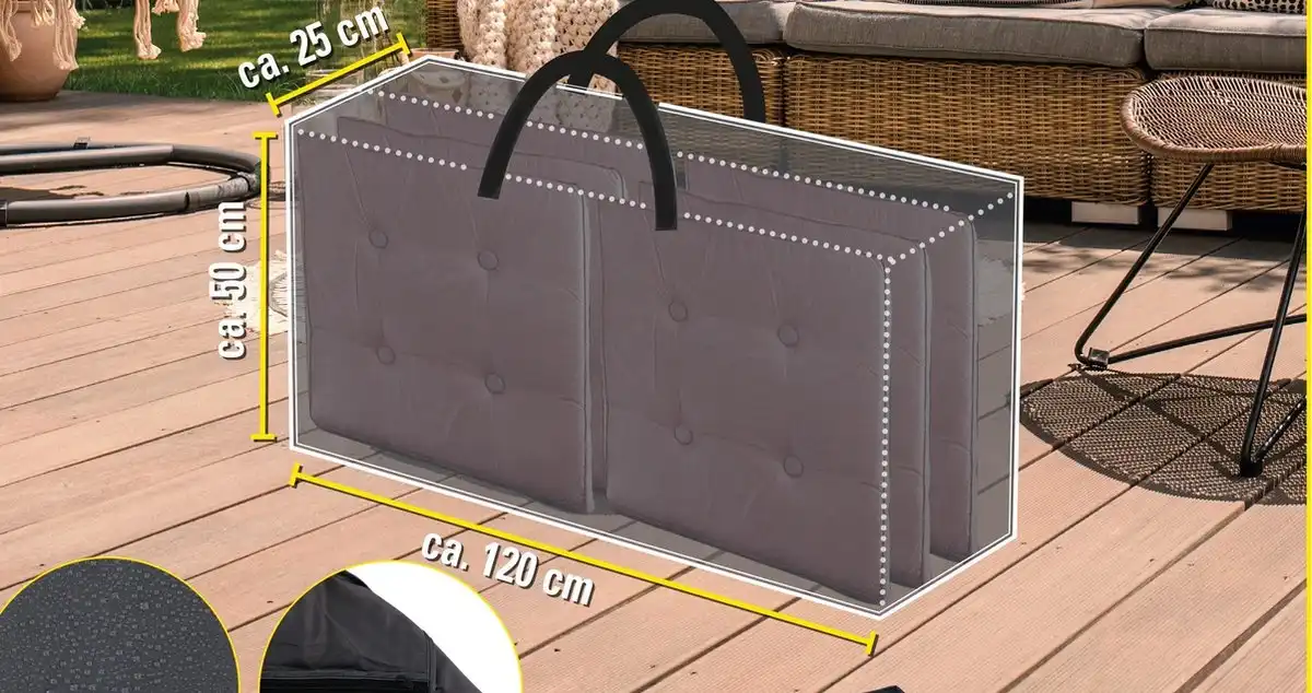 Cover Kinzo Custodia per Cuscini da Giardino in Poliestere Nero fino a 6 Cuscini