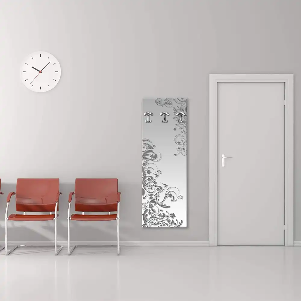 Lupia Appendiabiti da Parete 49X139 cm Modern Flowers Grey Made in Italy