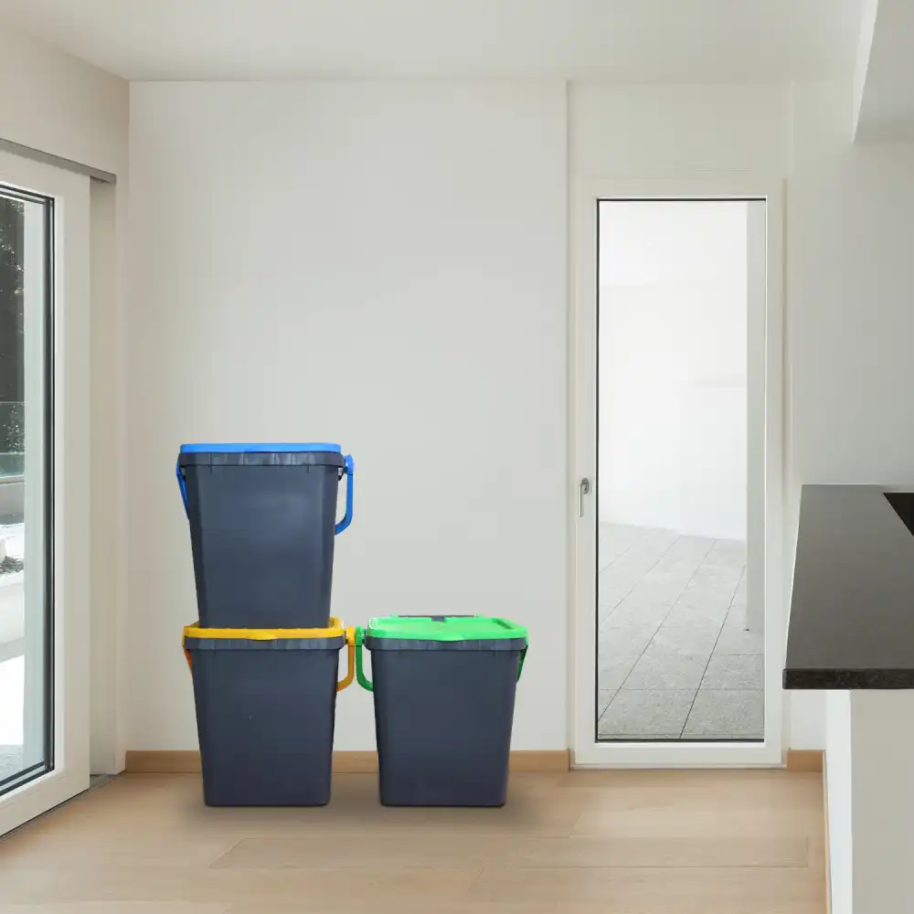 Set 3 Pattumiere Raccolta Differenziata Ecoplus 35 LT Bidoni Spazzatura Secchio