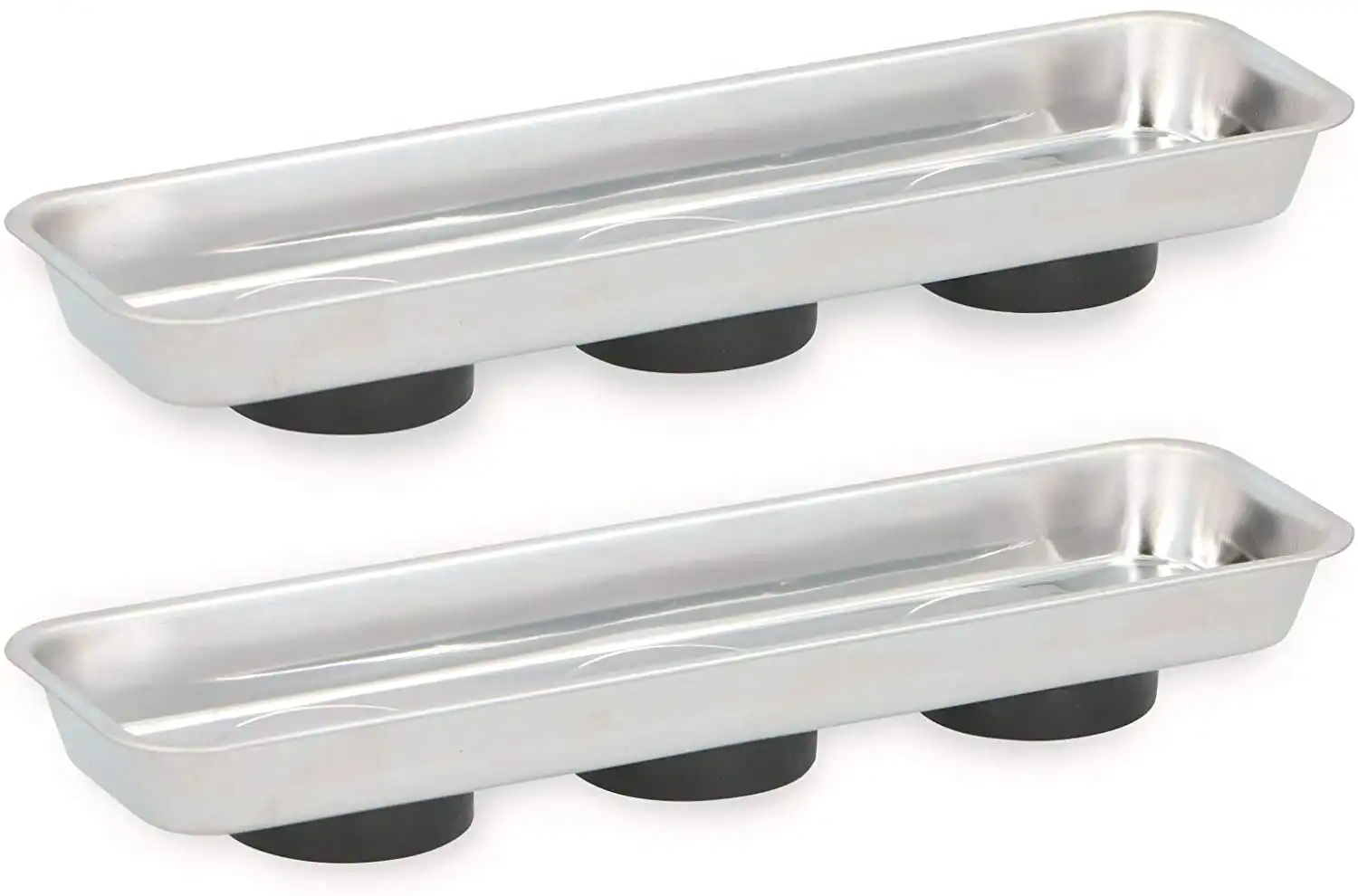Set di 2 Vassoi Magnetici in Acciaio Inox Rettangolari per Viti Bulloni