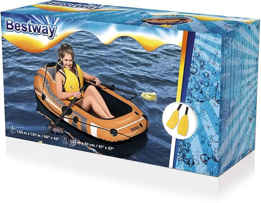 Canotto Gonfiabile Gommone 155x93cm 1 Posto Mare Kondor 1000 con Remi Max 80Kg