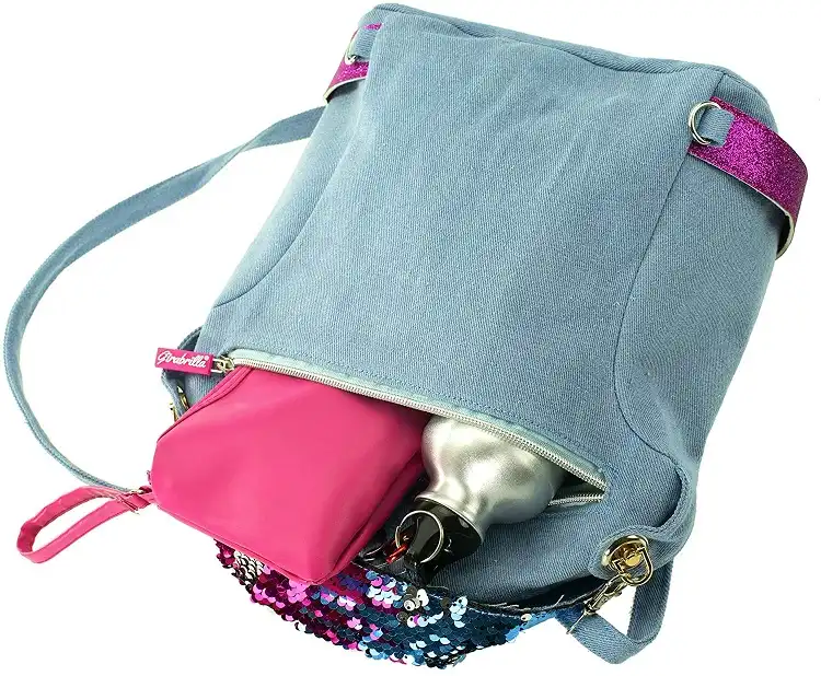 Zaino zainetto girabrilla tracolla jeans paillettes con bretelle bretella borsa