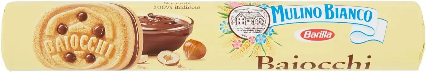 12x Biscotti Baiocchi Farciti con Crema alla Nocciola e Cacao Tubo da 168 g