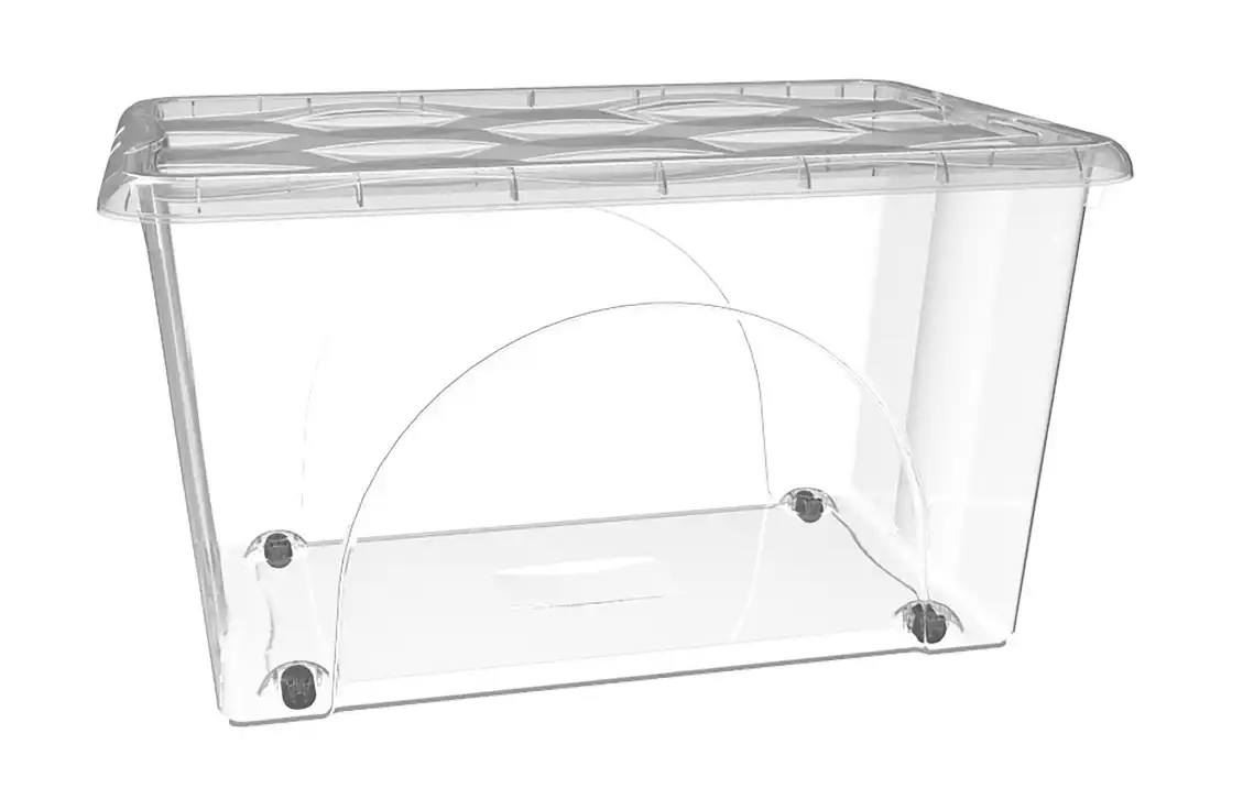Cesta Box Storage Dune 60LT con Ruote Salvaspazio Trasparente 40x60xh33cm
