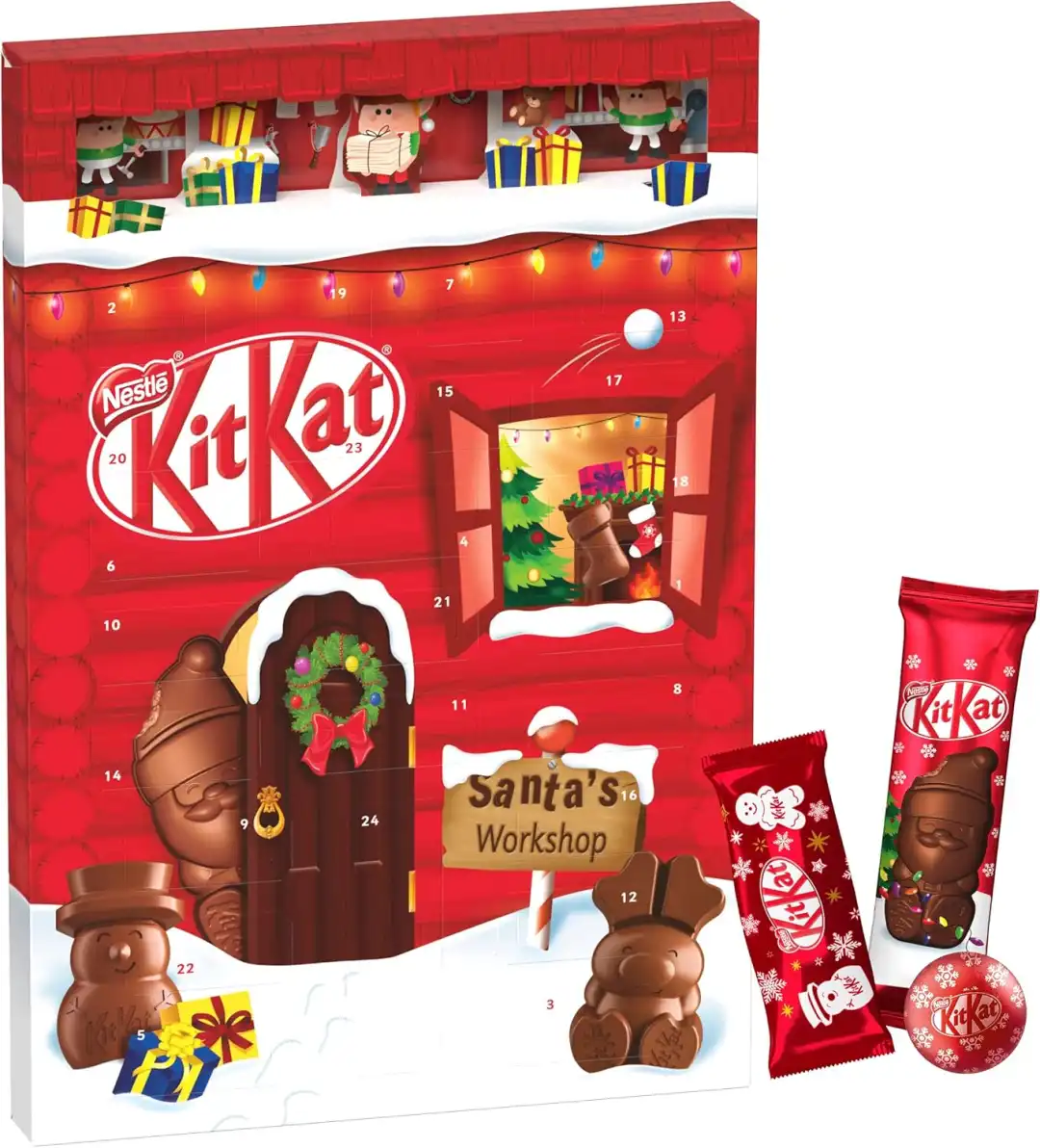 Nestlè KitKat Calendario Dell'Avvento Personaggi e Palline Cioccolato al Latte