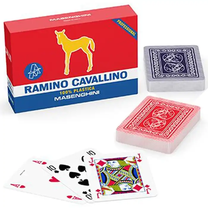 Mazzo di Carte da Gioco Cavallino Oro in Pvc Masenghini Ramino Professionali