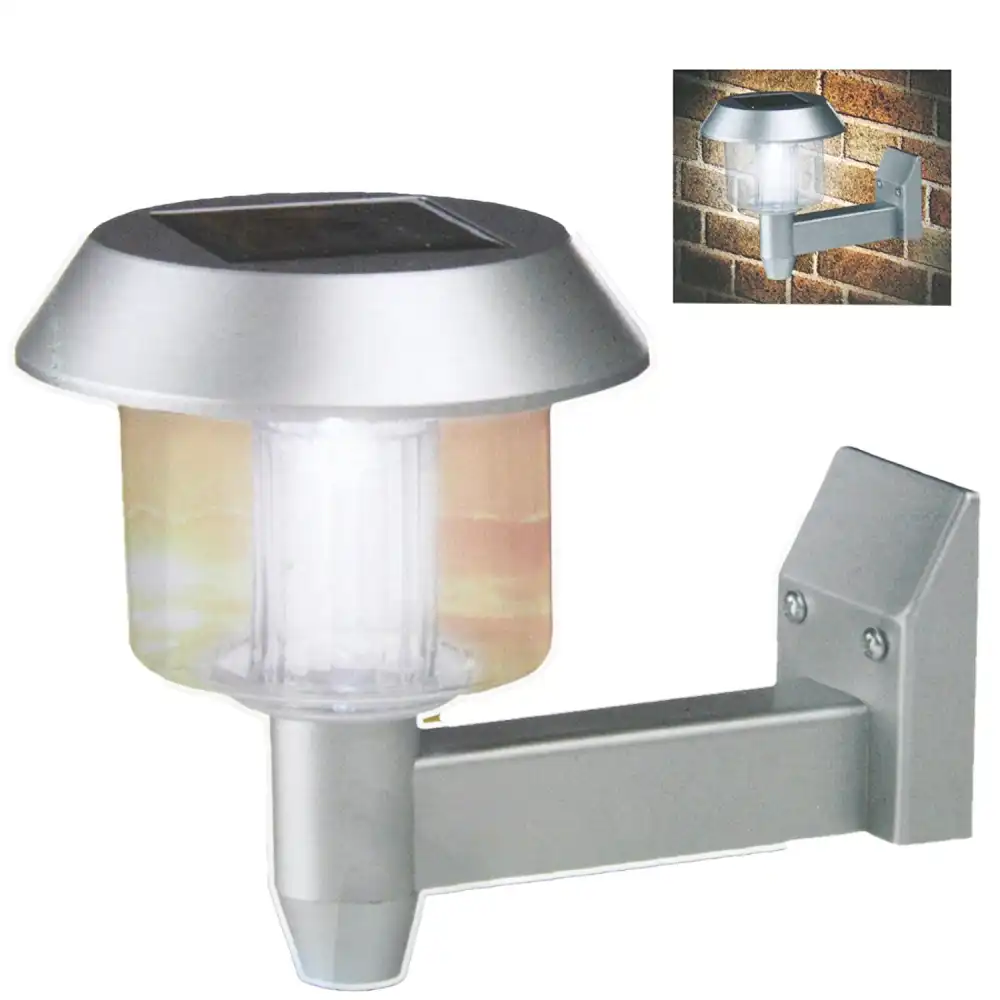 Lampada da Parete con Illuminazione a Led Alimentazione ad Energia Solare Grigio