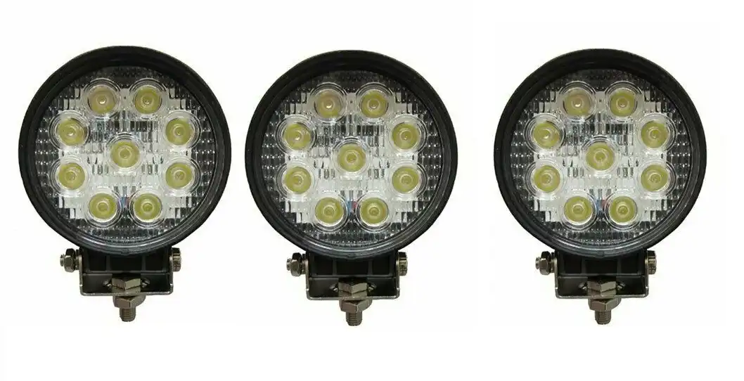 3 Fari 27W Rotondo Faretto Led Da Lavoro 9 Led Da 3W Di Profondita' Auto Barca