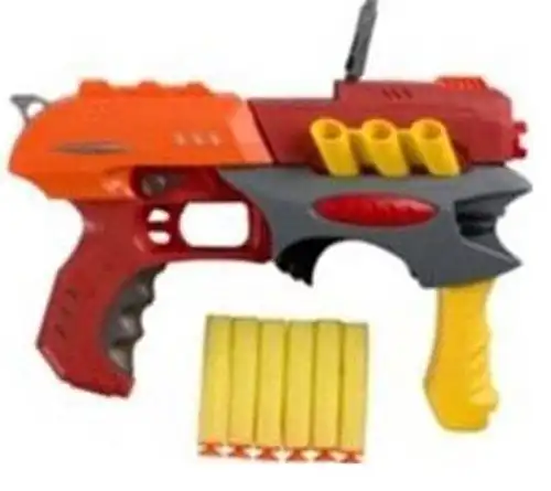Eddy Toys Pistola Giocattolo Con 6 Proiettili Di Gomma Piuma in 2 Colori