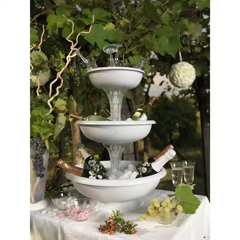 Vasi Fioriera Fontana Kit 3 Ciotole Bianco h64cm per Interno ed Esterno