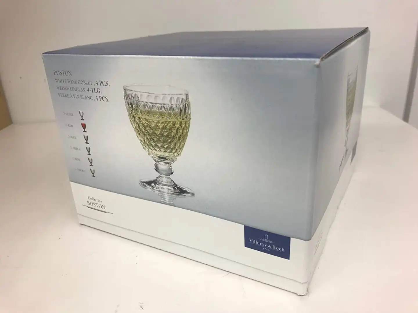Villeroy & Boch Boston Trasparente 4 Pezzi Bicchiere Calice Vino Bianco 8cm
