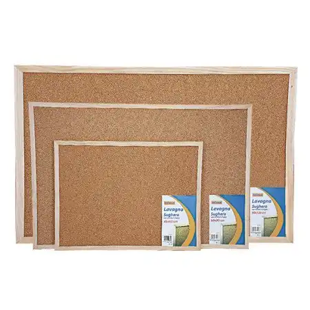 Lavagna Bacheca in Sughero 90 X 120 Cm con Cornice In Legno per Scuola Ufficio