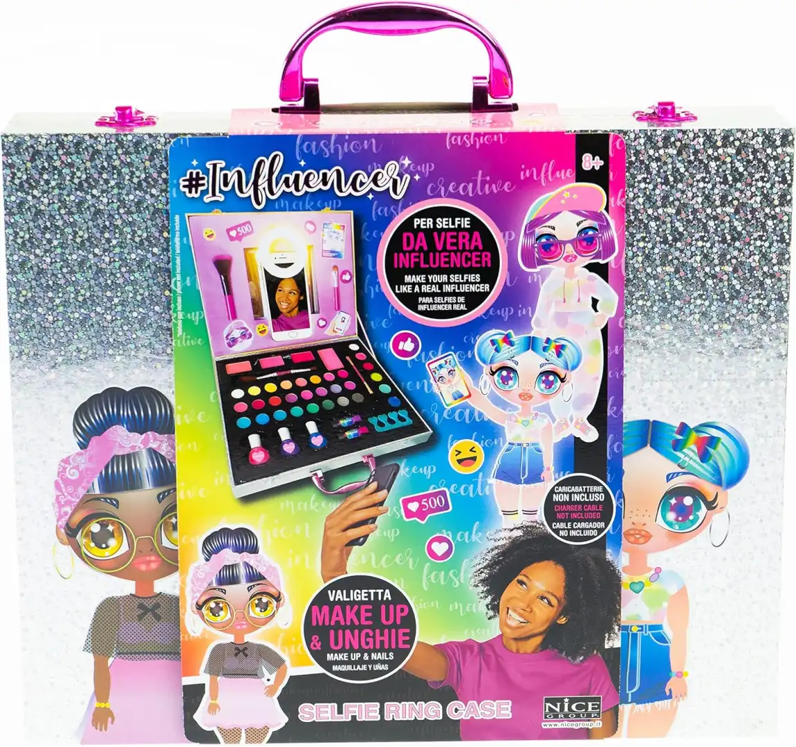 Influencer Selfie Ring Case Valigetta Make Up & Unghie Scintillante Età 6+