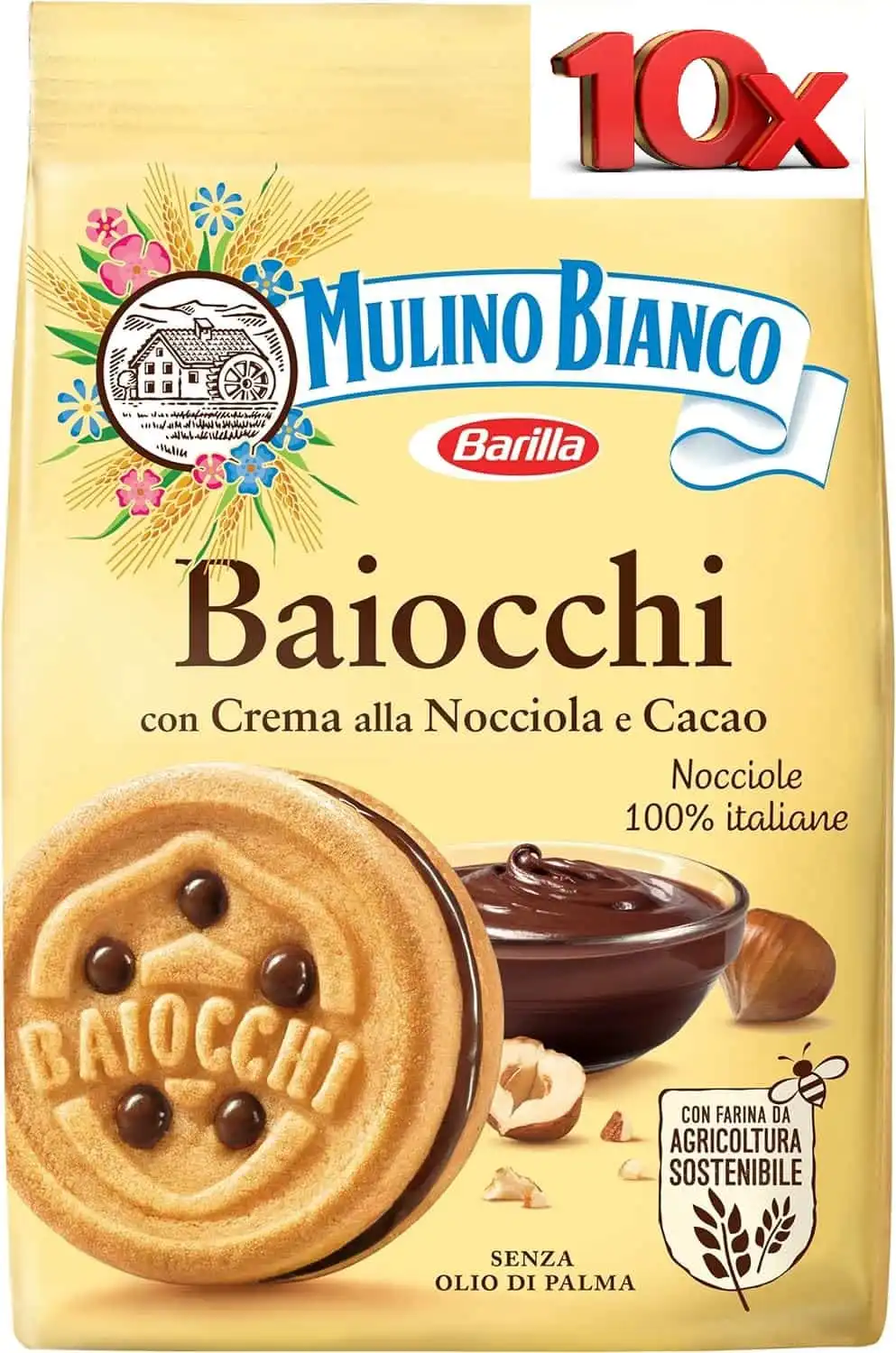 Mulino Bianco Baiocchi 10 confezioni da 260 g Biscotti Barilla a Nocciola 73252