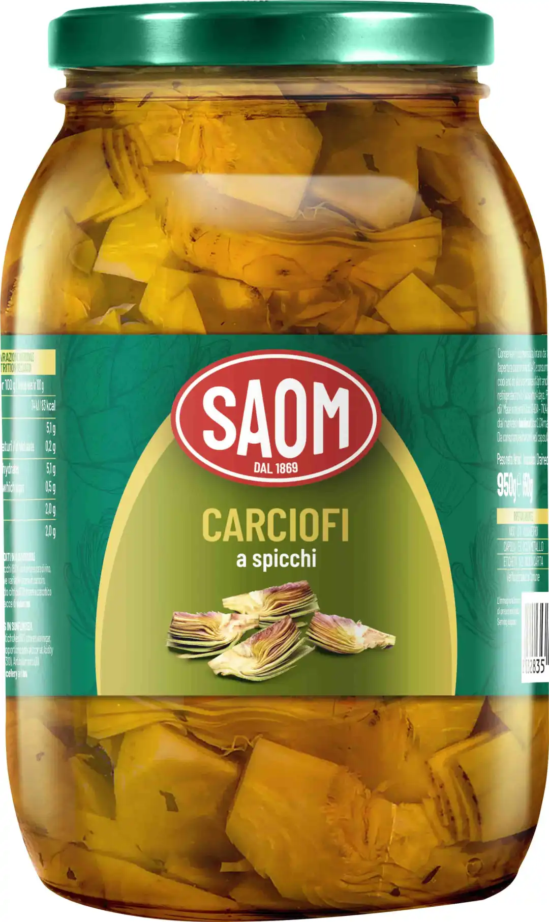 6x Saom Carciofi a Spicchi 950gr Sottolio OSG in Barattolo di Vetro 6x950gr