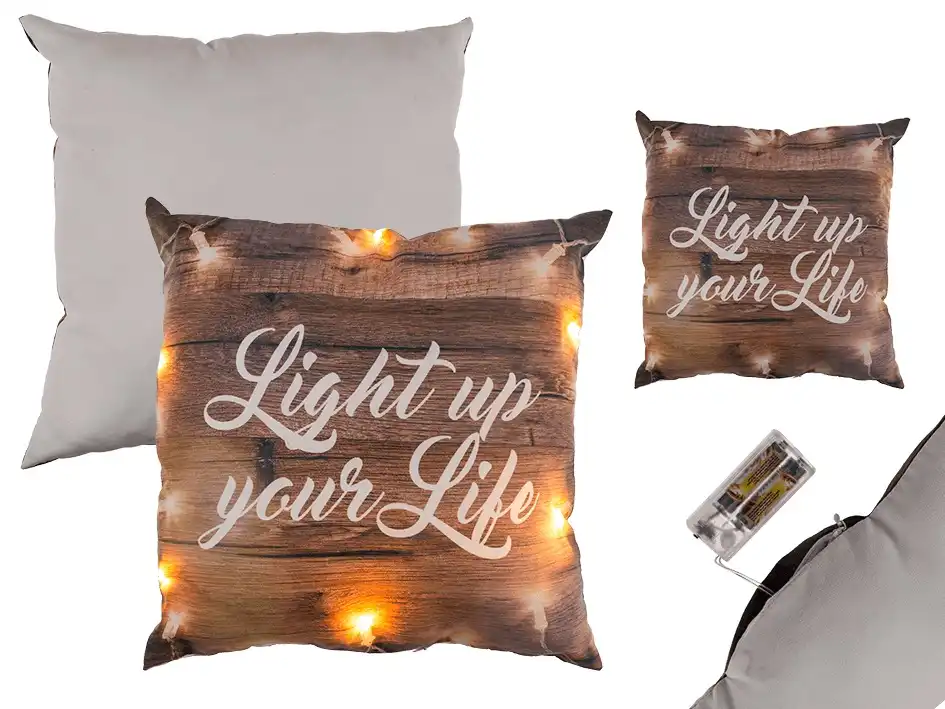Cuscino Arredo Con 6 Led 40x40 Cm Con Cerniera Lampo Cuscini Luminosi Divano