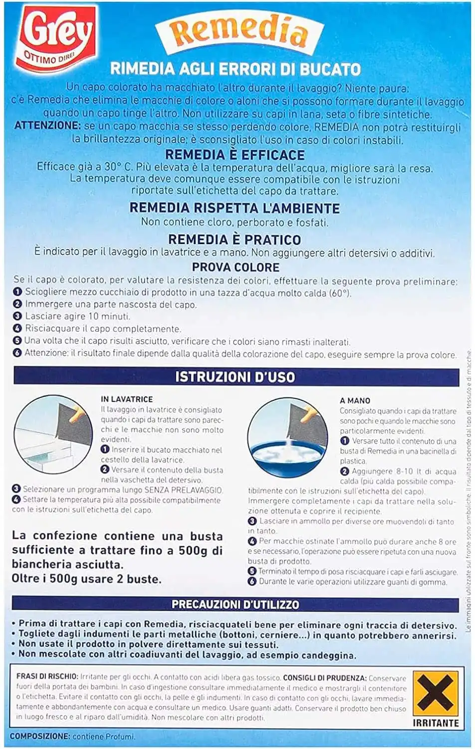 3x Grey Remedia Additivo Per Lavatrice Rimedia gli Errori di Bucato 3x200g 84015