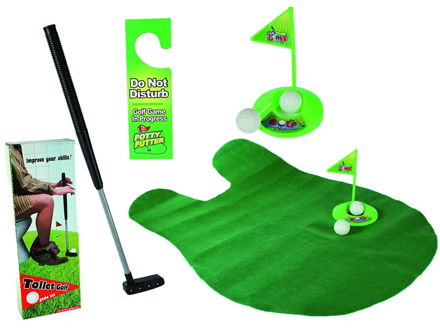 Gioco Golf Per Toilette WC Set da 6 Pezzi Mazza da Golf 62 CM Giochi Bagno