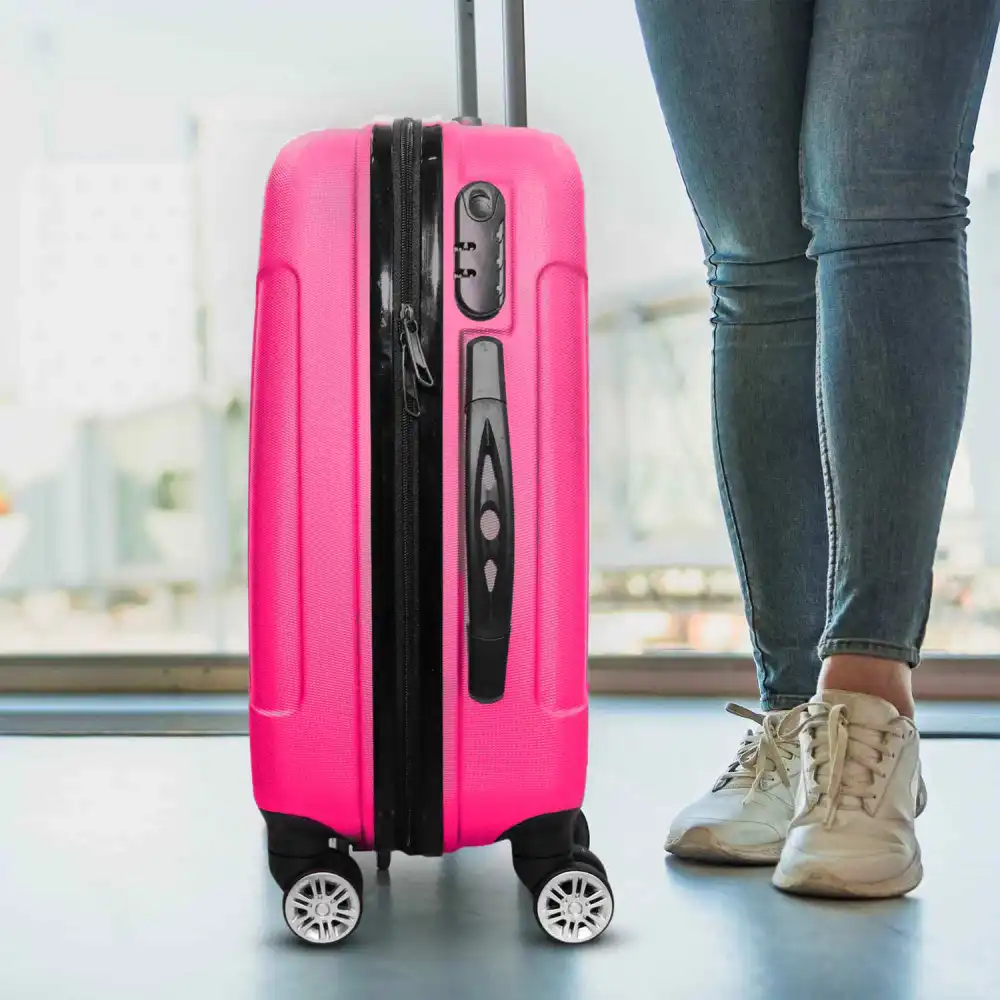 Trolley Rigido Da Viaggio Bagaglio a Mano Fucsia Voli Ryanair EasyJet 55x35x23cm