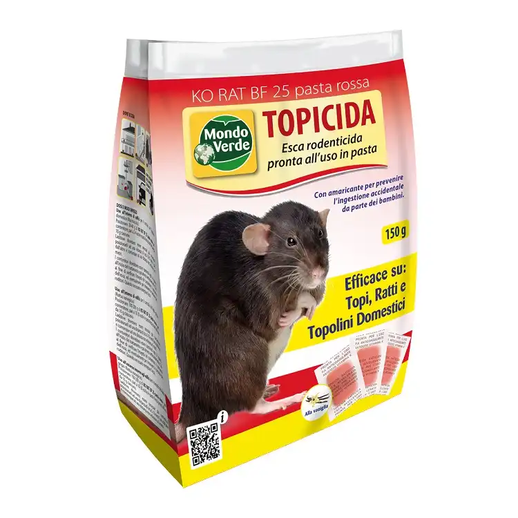 Topicida Veleno Per Topi Esca Brodifacoum Rossa 150gr in Pasta per Ratti Topi