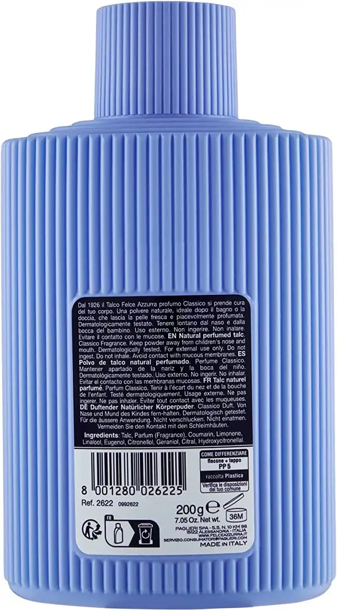 6 Pezzi Felce Azzurra Talco Polvere Delicata Profumo Classico Barattolo 200 gr