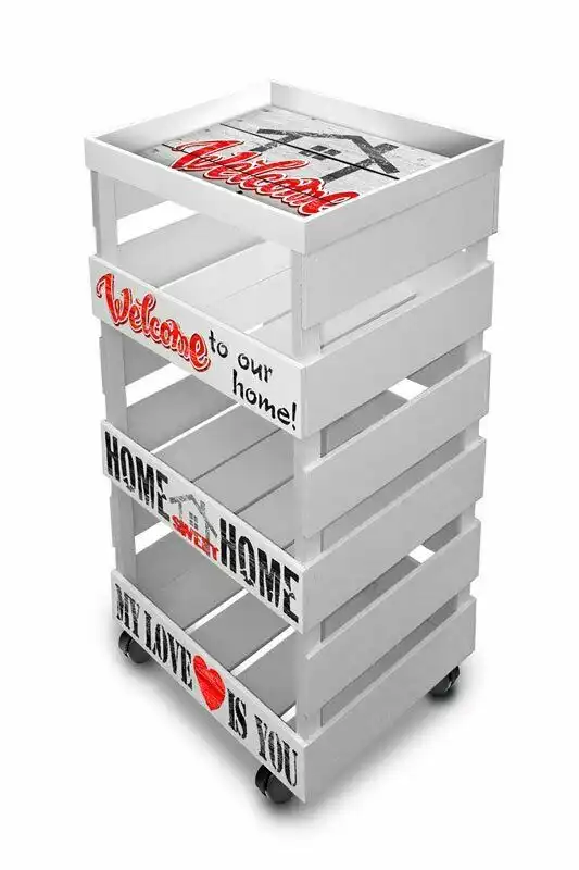 Carrello Da Cucina Multiuso Con Vassoio Trolley Box Con Ruote 30X40X90 Cm