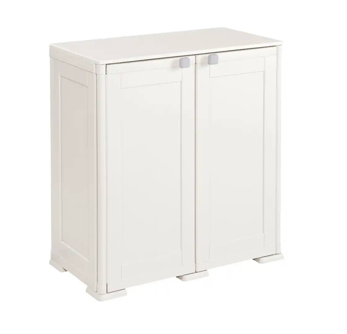 Mobile Armadio Basso Simplex con Ripiano Largo in Plastica Panna 79x43x85,5h cm