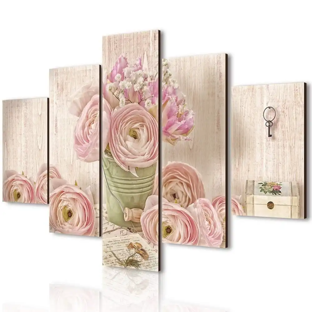 Quadro Moderno 5 Pezzi In Legno Vogue 66x115 Cm Romantic Lyrics