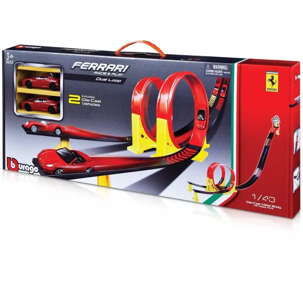 Bburago Pista Auto Ferrari Race And Play Dual Loop Playset 1:43 Macchinine