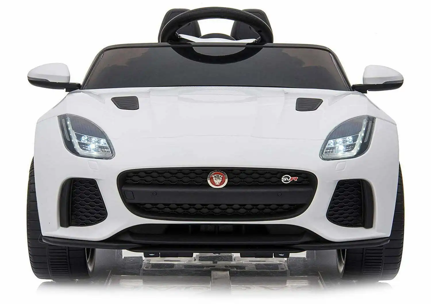 Auto Elettrica Per Bambini Jaguar F-Type 12V Bianco Sedili in Pelle Mp3 Usb