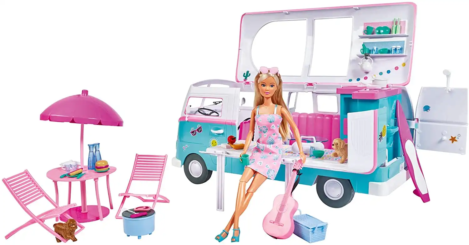 Gioco Camper Hawaii di Steffi Love con il suo Cagnolino + 50 Accessori Eta' 3+